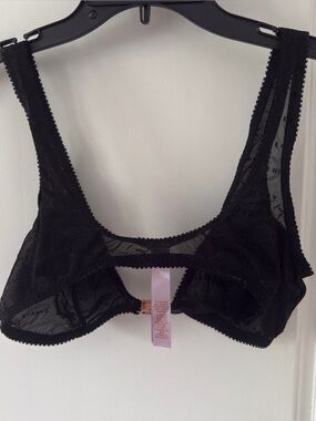 SAVAGE X FENTY BLACK MESH BRALETTE FRONT CLASP LARGE SHEER